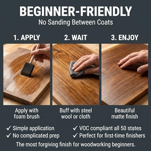 Sutherland Welles Botanical Polymerized Tung Oil Wood Finish - High Lustre Sealer for Furniture & Cutting Boards - Low VOC Citrus Solvent Made in USA 32 OZ