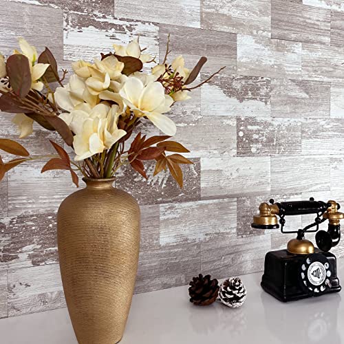 AULIGET 100 Piece Peel and Stick Backsplash PVC Tile, 3 Inch x 6 Inch Brown Birch Stick on Wall Tiles for Backsplash Kitchen, Bathroom, Laundry Room, Camper, Fireplace - color: Brown Birch