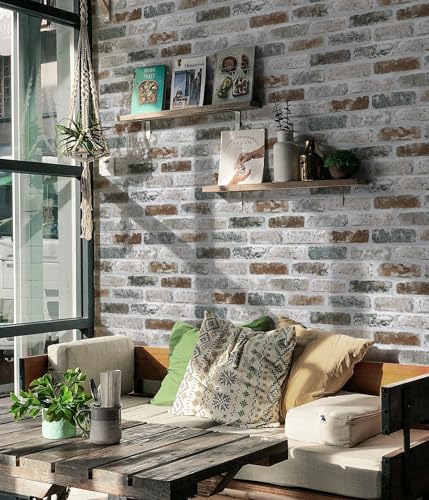 Guvana 17.3"×787" Brick Peel and Stick Wallpaper Brick Contact Paper - color: Red/Blue/Grey, size: 17.3" x 787"
