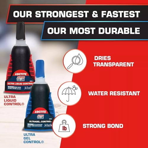 Loctite Super Glue Ultra Gel Control, Clear, 0.14 fl oz Bottle, 6 Pack - Superglue for Plastic, Wood, Metal, Crafts & Repair, Cyanoacrylate Adhesive Instant Glue, Quick Dry - size: 6 Pack, style: Ultra Gel Control