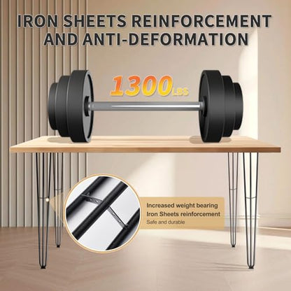 4 Pack 16 Inch Hairpin Table Legs, 3 Rods, Black, 1300 Lbs Load Capacity - size: 16IN
