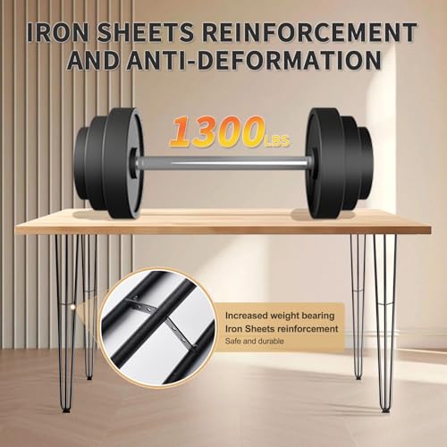 4 Pack 24 Inch Hairpin Table Legs, 3 Rods, Black, 1300 Lbs Load Capacity - size: 24IN