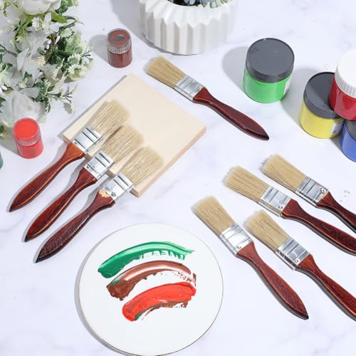 arricraft 10 Pcs Chalk Paint Brushes Set, Natural Bristle Paint Brush with Wood Handle for Painting, Stenciling, Waxing, Works with All Chalk Paints