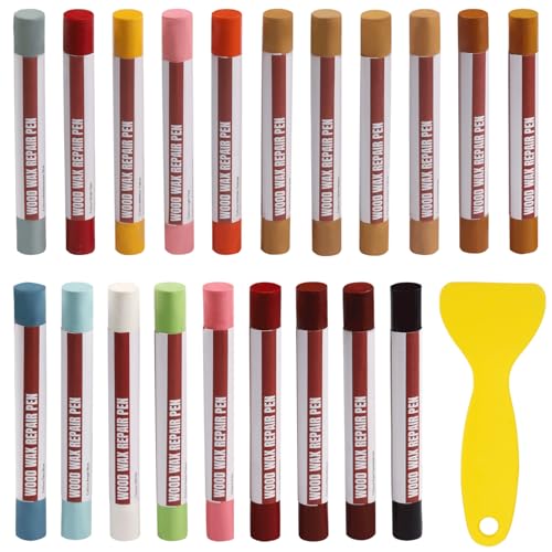 Wood Filler Sticks, 20 Colors Wood Repair Wax Crayons with Scraper, Wood Touch Up Markers for Repairing Scratches, Cracks, Holes in Cabinets, Floors, Tables and Doors[Color Series] - color: Color Series