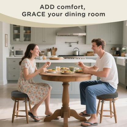 AddGrace Round Bar Stool Cushions with Ties Set of 2 12" Dark Grey - color: Dark Grey