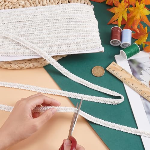 PH PandaHall White Gimp Braid Trim 27 Yards 1/2 Inch Polyester Woven Braid Trim Upholstery Trim Decorative Gimp Trim for DIY Crafts Sewing Curtain Jewelry Costume Wedding Decoration (Pack of 2) - size: 27.3 Yards (Pack of 2)