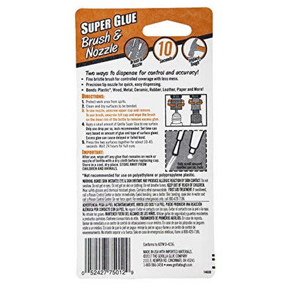 Gorilla Super Glue with Brush & Nozzle Applicator, 10 Gram, Clear, (Pack of 24) - size: 24 - Pack