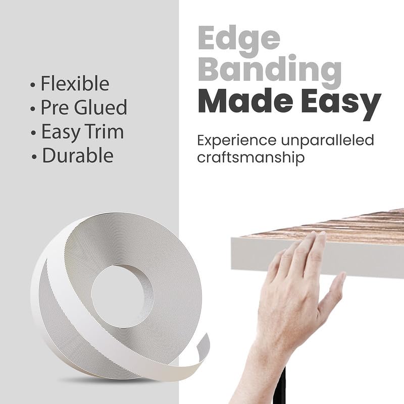 Edge Supply Polyester Antique White Melamine 3/4" X 50 ft Roll Flexible, Strong and Durable Antique White Edge Banding, Easy Application Iron-On with Hot Melt Adhesive. - color: White, size: 3/4 inch X 50 ft