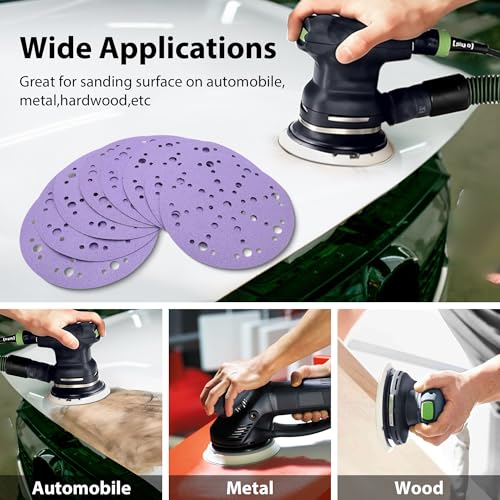 6 Inch Ceramic Sanding Discs, 49 Holes, 50 Pack - style: Mix Grit