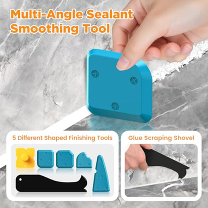 6 in 1 Silicone Caulking Tool Kit, Caulk Grout Remover Tool (Orange) - color: Orange