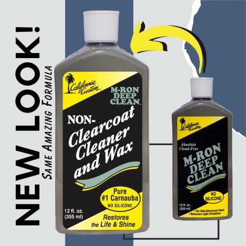 CALIFORNIA CUSTOM M-Ron Deep Clean Cleaner Wax for Non-Clearcoat Paint, Pure #1 Carnauba Car Wax for Light to Medium Oxidation, Silicone-Free, Restore Shine and Gloss, 12 fl oz