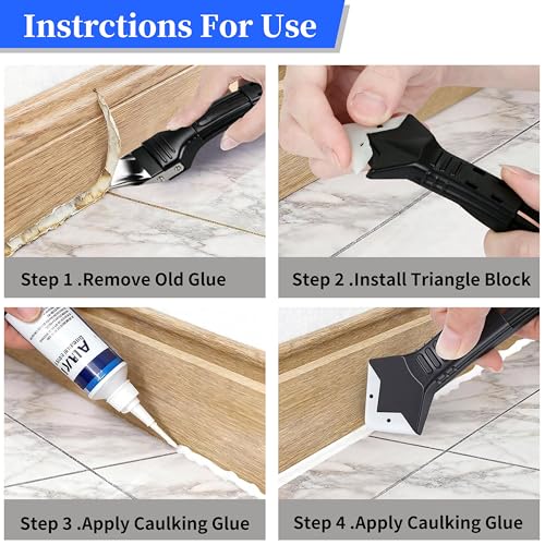 3-in-1 Silicone Caulking Tool Kit, Sealant Finishing & Scraper