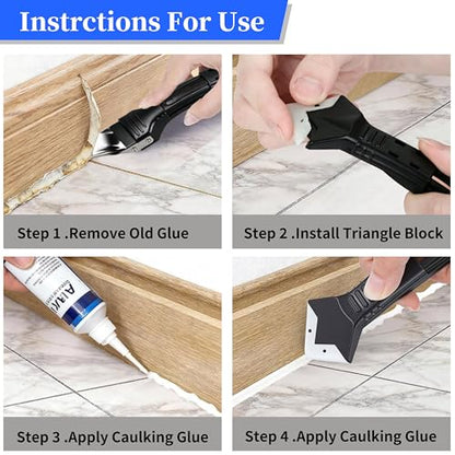 3-in-1 Silicone Caulking Tool Kit, Sealant Finishing & Scraper