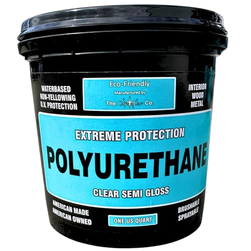 CrystaLac Extreme Protection Water Based Polyurethane (Semi Gloss, 32oz Quart): Self Leveling, Non Yellowing, Brush or Spray, UV Protection, Low Odor, Water Clean Up, Durable & Scratch Resistant. - color: Semi-Gloss, size: Quart