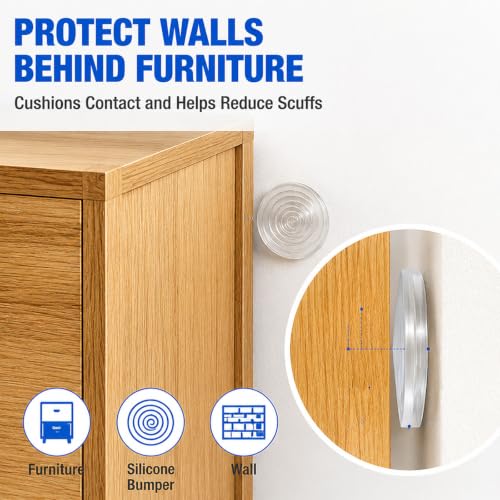 ZOMPAGO Clear Silicone Furniture Pads Cabinet Bumpers Wall Protection 8PCS - size: 8 PCS