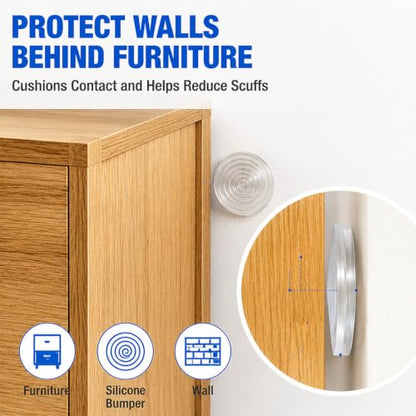 ZOMPAGO Clear Silicone Furniture Pads Cabinet Bumpers Wall Protection 8PCS - size: 8 PCS