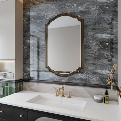 Dark Gray Gold Marble Peel and Stick Countertops Contact Paper 23.6"x118" Glossy Waterproof Marble Granite Wallpaper for Kitchen Table Cabinet Self Adhesive Removable Bathroom Wall Covering - color: Glossy Dark Grey, size: 23.6" x 118"