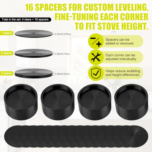 NQEUEPN 4 Range Leveling Feet Risers for GE Samsung Legs up to 1-5/8" Dia - style: 4pcs+16pcs