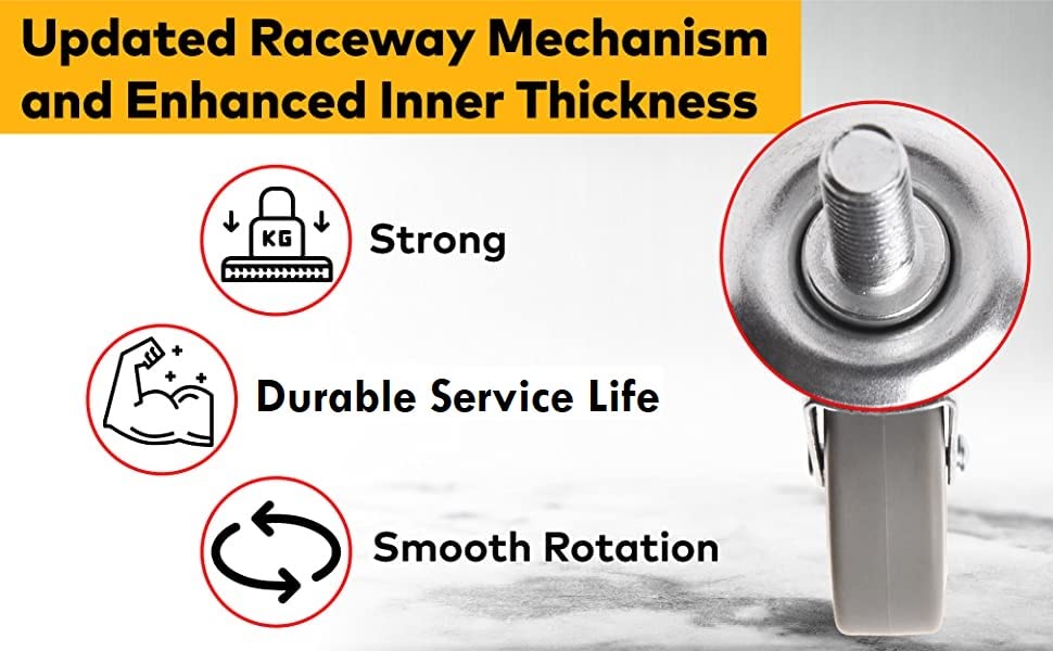 DELIVeR 2 Inch, Swivel Caster Wheels, Set of 4, 80 Lbs Per Caster, for Desk Chair, Office Chair, Stem Casters, Replacement Rubber Caster Wheels, Metal Threaded Stem 3/8”-16 x 1”