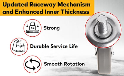 DELIVeR 2 Inch, Swivel Caster Wheels, Set of 4, 80 Lbs Per Caster, for Desk Chair, Office Chair, Stem Casters, Replacement Rubber Caster Wheels, Metal Threaded Stem 3/8”-16 x 1”