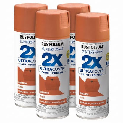 Rust-Oleum 334061 Painter's Touch 2X Ultra Cover Spray Paint, 12 oz, Satin Cinnamon (Pack of 4) - color: Satin Cinnamon, size: 12 Ounce (Pack of 4)