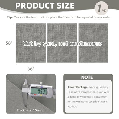 Waterproof Canvas Fabric by The Yard 600D Upholstery Outdoor Fabric 58”W - color: Silver Grey, size: Pre-cut 1 Yard(58" x 36")