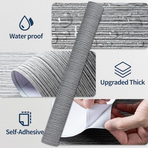 Grasscloth Textured Wallpaper Dark Gray Linen Thick 24" X 394" Fabric Contact Paper Grassweave Removable Modern Self Adhesive Wallpaper for Walls Cabinets Bedroom Liners Fireplace - color: Dark Gray