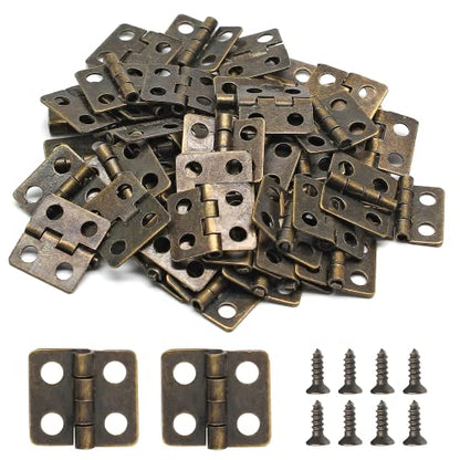 BokWin Mini Hinge for Wooden Jewelry Box, 50PCS, 13 x 12 mm