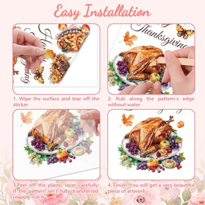 Peacoblue Thanksgiving Day Rub On Transfers for Furniture Craft 6"x12" - style: Thanksgiving Day