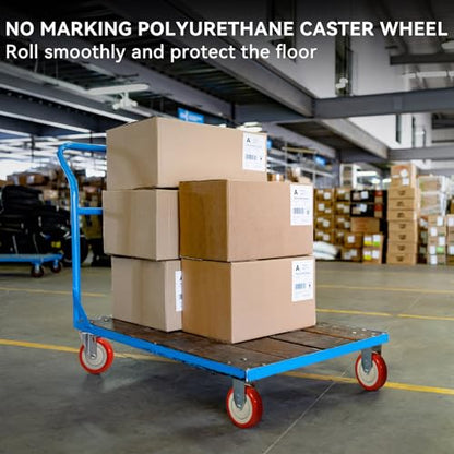 5" Wheels for Cart, 5/16" Axle Polyurethane Shopping Cart Wheels Replacement Casters 1200lbs Total Capacity (4-Pack 5/16" Bore, Red) - style: Red(5/16'' Bore)