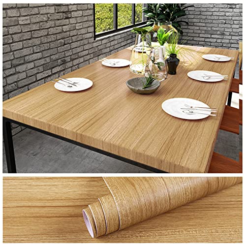 VEELIKE Natural Wood Wallpaper Peel and Stick Wood Contact Paper for Countertops Waterproof Self Adhesive Woodgrain Contact Paper for Cabinets Table Desk Furniture Removable Counter Top 15.7''x354'' - size: 15.7" x 354"