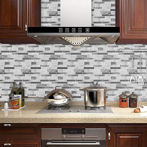 STICKGOO Thicker Design Peel and Stick Tile Backsplash, 12”×12”Stick on Backsplash for Kitchen, Self Adhesive Tile Stickers for Kitchen Backsplash and Bathroom(10 Sheets, Gray) - color: Grey