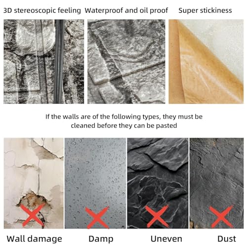 Faux Brick Wall Panels, 40 PCS, Grey - color: Black Rock, size: 40PCS