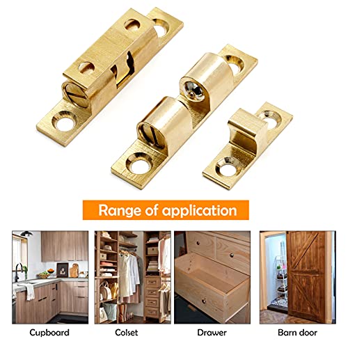 Uenhoy 10 Pcs Solid Brass Dual Ball Tension Latch 2" Gold Tone - color: Gold, size: 50mm, 10pcs