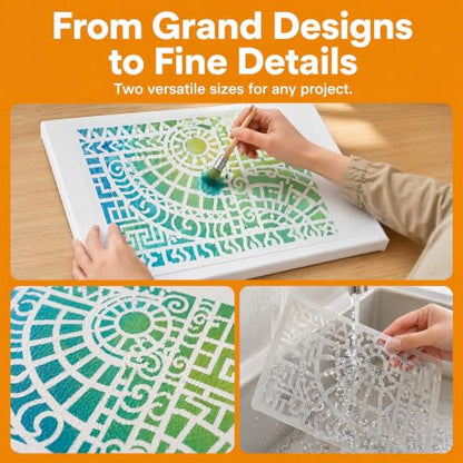 Geometric Stencils 16 Pack, Reusable Templates for Painting