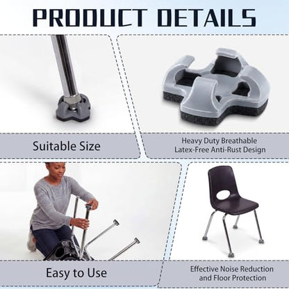SiliFine 24 Pcs Feet Chair Glides Noise Cancelling Long Lasting Floor Protection Chair Leg Protectors Easy to Apply Teacher Classroom Supplies for Covers Prevent Floor Scuffs and Scratches