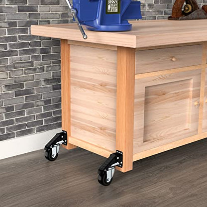 SOLEJAZZ Retractable Workbench Casters Wheels Set of 4 Heavy Duty, 920Lbs