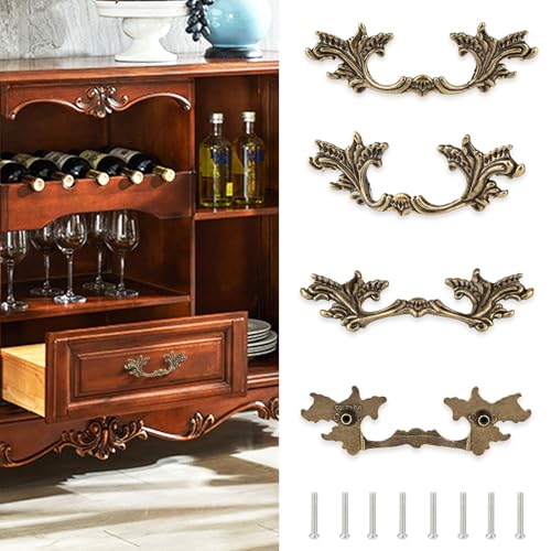 4Pcs French Provincial Drawer Pulls Antique Dresser Handles (Bronze) - color: Bronze