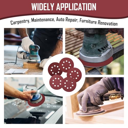 500 Pcs 5 Inch 8 Hole Sanding Discs, 60/80/120/220/320, Red - color: Red, size: 60/80/120/220/320