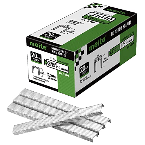meite J10 Series Upholstery Staples-20 Gauge 7/16-Inch Crown Galvanized Staples 3/8-Inch Length for 1013J Staple Gun for Carpet, Woodworking (24 Boxes) - size: 3/8" Length, style: 1 Case (24 boxes)