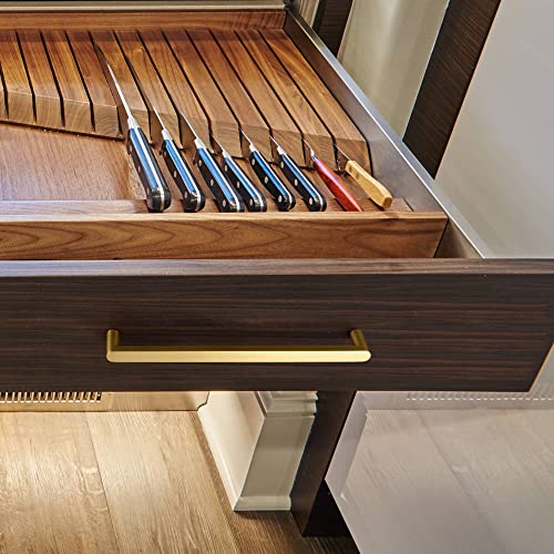 Goo-Ki 6 Pack Pure Brass Made Luxurious Cabinet Pulls,Matte,7-9/16 Inches Center to Center,Brushed Brass - color: Pure Brass, size: 7 9/16" Center to Center