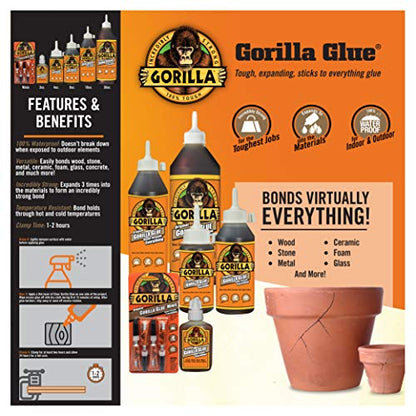 Gorilla Original Glue, Expands Into Materials, Brown, 18 oz - size: 18oz