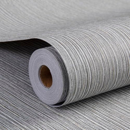 Haimin Grasscloth Wallpaper Textured 24in X 393in Fabric Contact Paper Brown Wall Paper Textured Linen Wallpaper Peel and Stick Self-Adhesive Thick Vinyl Embossed Film Wallpaper (Gray Brown) - color: Gray/Brown