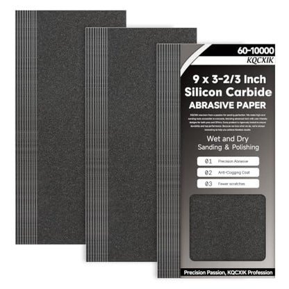 Premium 30-Sheet 220 Grit Wet Dry Sandpaper, 9 x 3-2/3 Inch - style: 220Grit