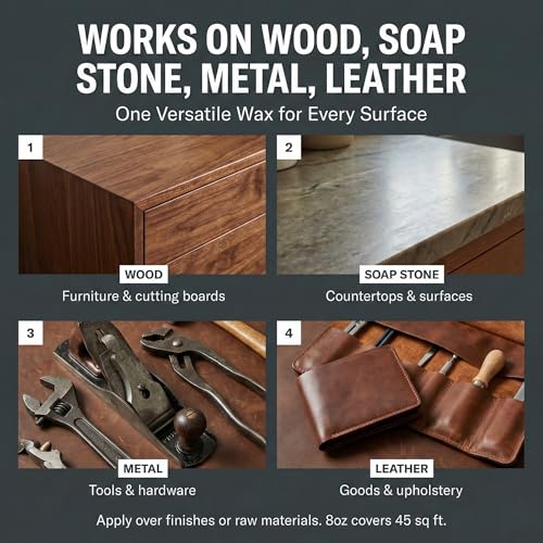 Teddy’s Polymerized Tung Oil Paste - Food Safe Wood Finish & Furniture Wax - Zero VOC Cutting Board Oil for Wood Metal, & Stone - 8 oz