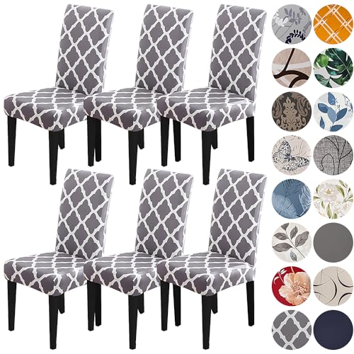HZDHCLH Dining Chair Covers Set of 6 Stretch Chair Slipcovers Washable - color: British Grey, size: 6 PCS