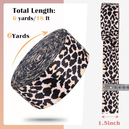Webbing 1.5 Inch Nylon Webbing Straps for Strap-Polyester Webbing 6 Yards- 1.5" Pale Leopard Nylon Webbing -1 1/2 inch Strapping for Sewing Bag Purse Straps - color: Pale Leopard-6 Yards
