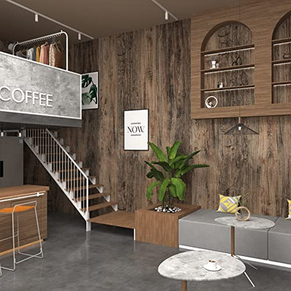 3yecao 48"×354" Brown Wood Wallpaper for Office Natural Wood Contact Paper - color: Brown, size: 48" x 354"