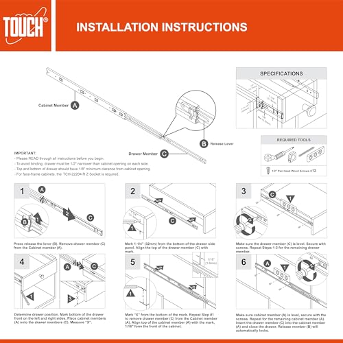 TOUCH Drawer Slides (1 Pair, 24 Inch 600mm) Push to Open Side Mount Ball Bearing 3 Folds Metal Rails Track Guide Glides Runners Heavy Duty Drawer Dresser Kitchen, 100 LB Capacity - color: PUSH-OPEN, size: 24" 600MM
