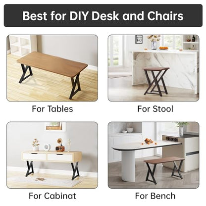 TOCRETOARE Metal Table Legs Heavy Duty, 16”H x 18”W, Metal Furniture Legs for Dining Desk Bench and Coffee Table, Industrial Black DIY Iron Bench Legs, Set of 2 - color: Z Shape, size: 16"Hx18"W